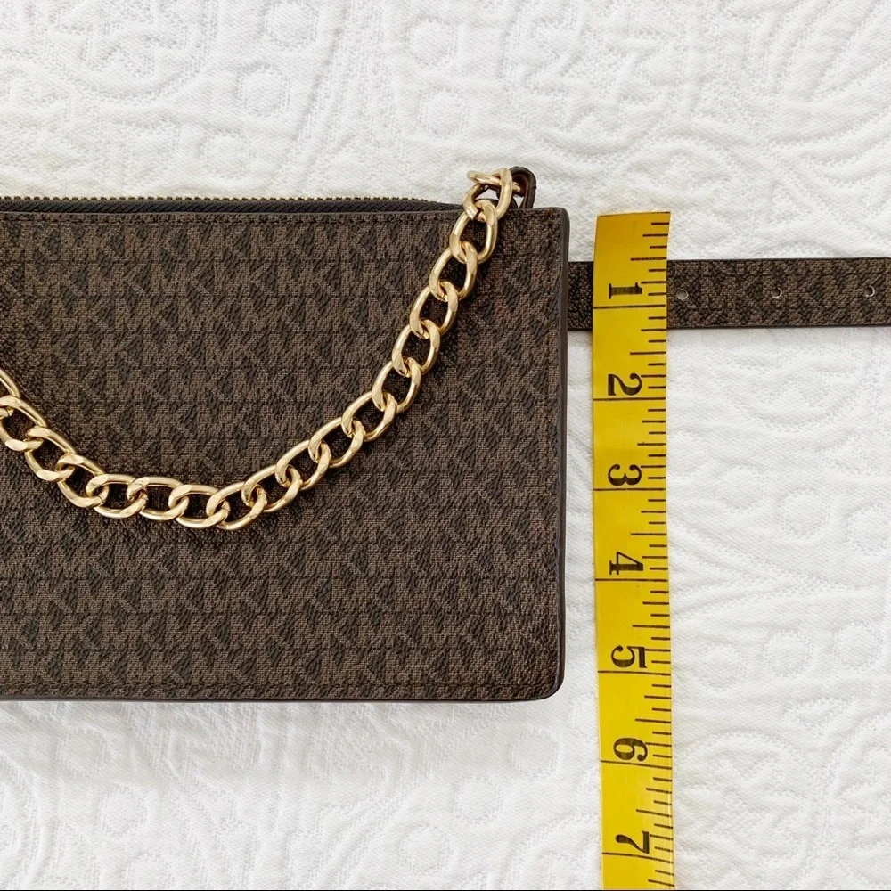 Michael Kors MK Signature‎ Metal Chain Leather Fanny Pack Belt Bag